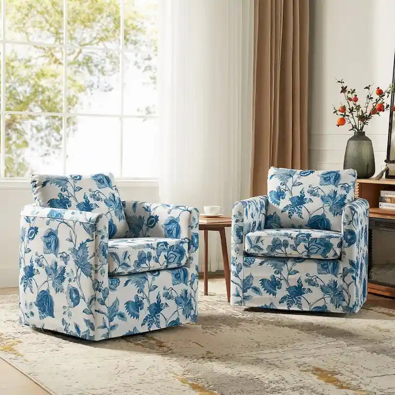 Erkenbald moderner Drehsessel mit abnehmbarem Bezug und herausnehmbarem Sitzkissen, Set aus 2 Stück, von HULALA HOME