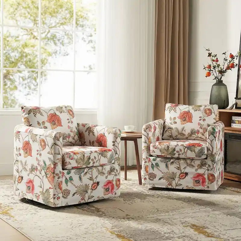 Erkenbald moderner Drehsessel mit abnehmbarem Bezug und herausnehmbarem Sitzkissen, Set aus 2 Stück, von HULALA HOME