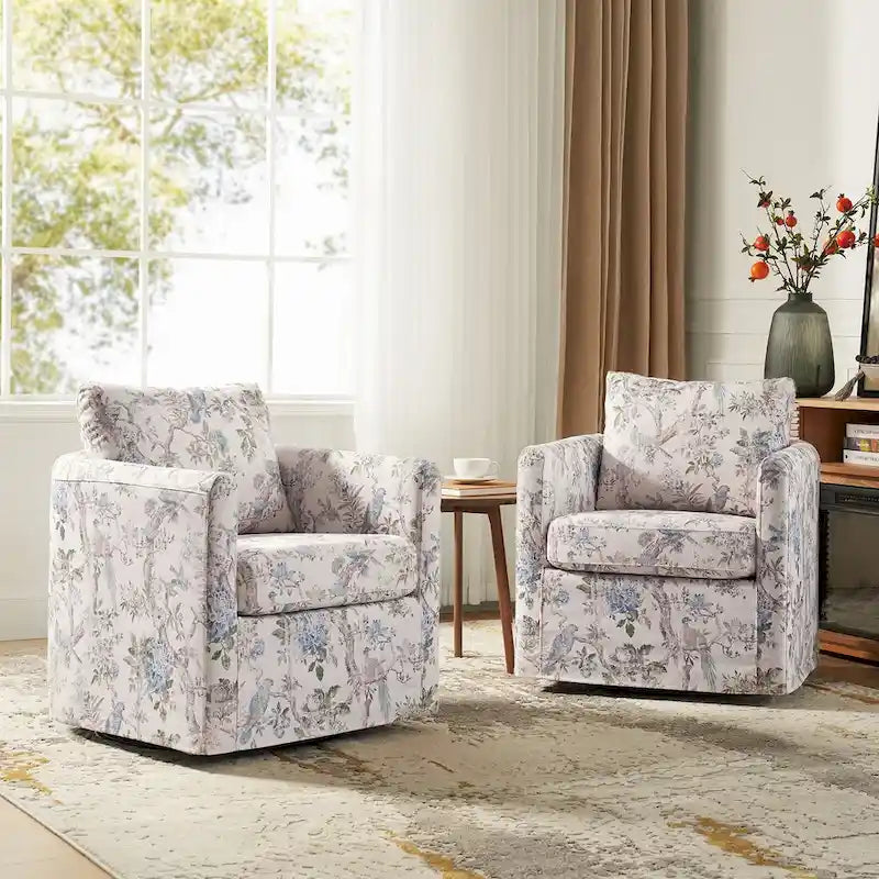 Erkenbald moderner Drehsessel mit abnehmbarem Bezug und herausnehmbarem Sitzkissen, Set aus 2 Stück, von HULALA HOME
