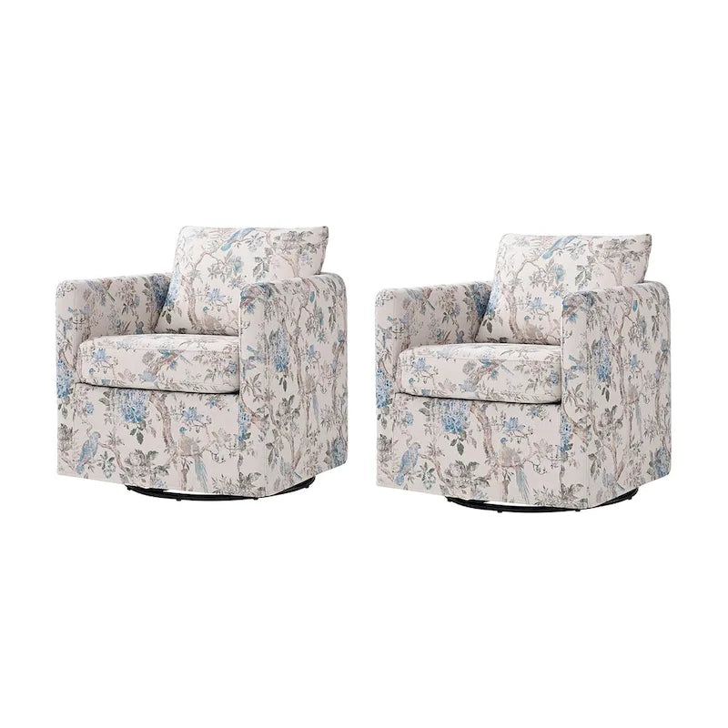 Erkenbald moderner Drehsessel mit abnehmbarem Bezug und herausnehmbarem Sitzkissen, Set aus 2 Stück, von HULALA HOME