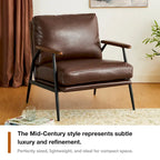 Glitzhome 28W Mid-century Modern Soft PU Leather Accent Armchair - 28 W x 31 D x 30.75 H
