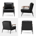 Glitzhome 28W Mid-century Modern Soft PU Leather Accent Armchair - 28 W x 31 D x 30.75 H