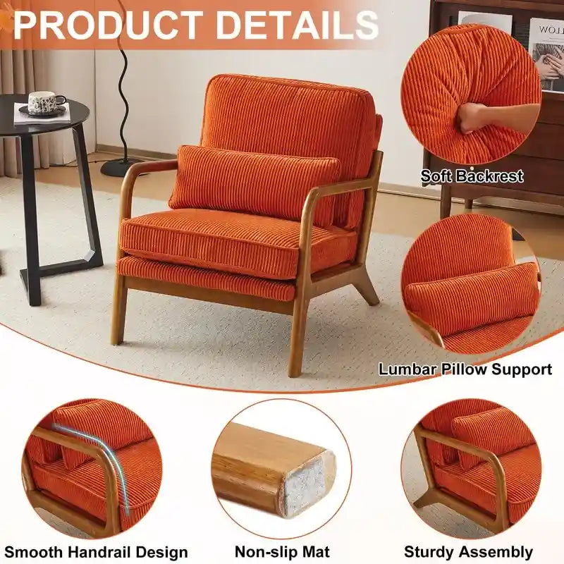 2-pc Upholstered Linen Blend Accent Chair