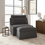 Anne 45 W Modern Slipcovered Chair with Ottoman by HULALA HOME