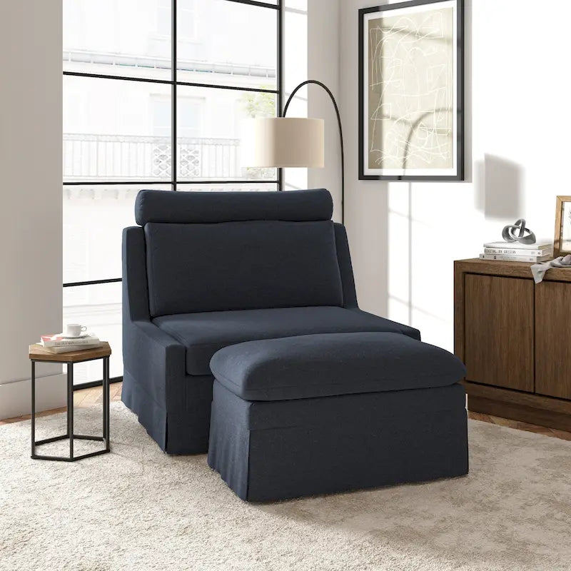 Silla moderna Anne de 45 W con funda y otomana de HULALA HOME