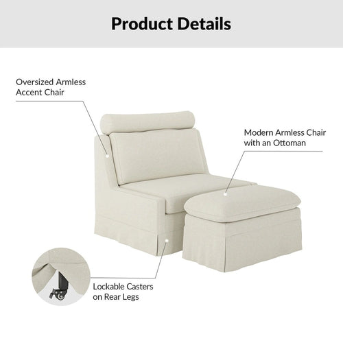Silla moderna Anne de 45 W con funda y otomana de HULALA HOME