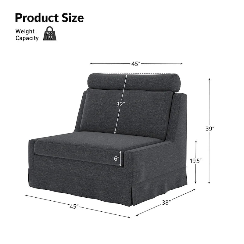 Anne 45 W Modern Slipcovered Chair with Ottoman by HULALA HOME