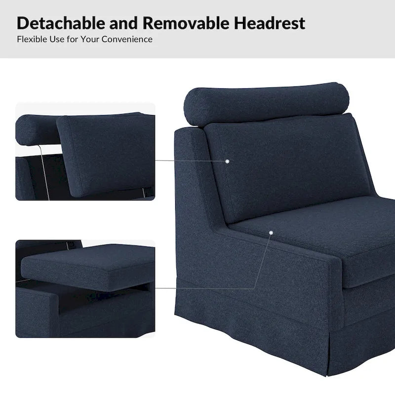 Anne 45 W Modern Slipcovered Chair with Ottoman by HULALA HOME