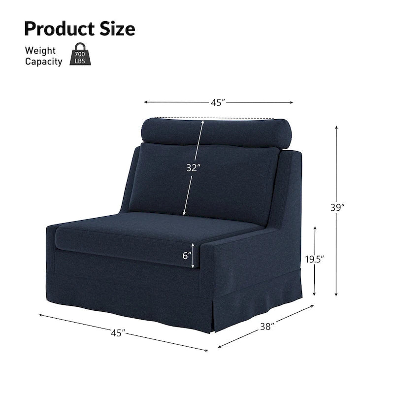 Anne 45 W Modern Slipcovered Chair with Ottoman by HULALA HOME