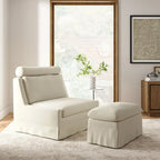 Anne 45 W Modern Slipcovered Chair with Ottoman by HULALA HOME