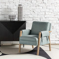 Olivia Farmhouse Faux Leather Accent Chair with Solid Wood Legs By HULALAHOME