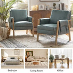 Olivia Farmhouse Faux Leather Accent Chair with Solid Wood Legs By HULALAHOME