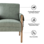 Olivia Farmhouse Faux Leather Accent Chair with Solid Wood Legs By HULALAHOME