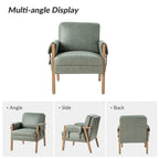 Olivia Farmhouse Faux Leather Accent Chair with Solid Wood Legs By HULALAHOME