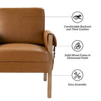 Olivia Farmhouse Faux Leather Accent Chair with Solid Wood Legs By HULALAHOME