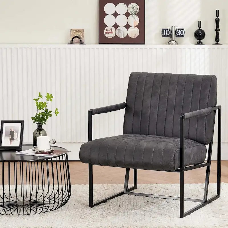 Sillón decorativo tapizado con estructura metálica resistente y anticorrosiva, para uso en interiores y exteriores, sillón de lectura