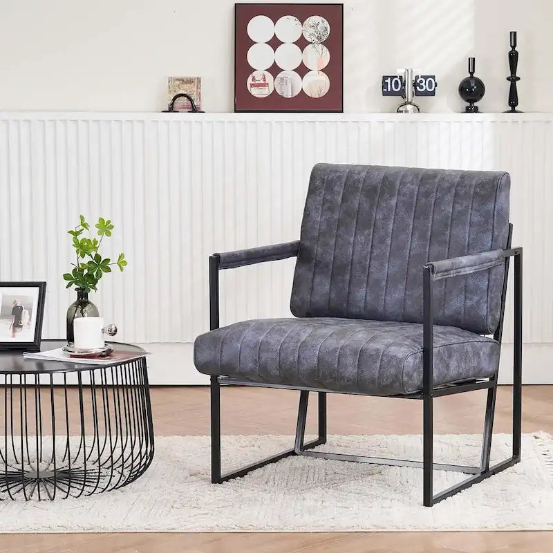 Sillón decorativo tapizado con estructura metálica resistente y anticorrosiva, para uso en interiores y exteriores, sillón de lectura