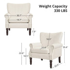 COZYMAN Modern Solid Wood Armchair Upholstered Fabric/Faux Leather Accent Chair for Living Room