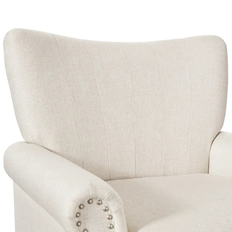 COZYMAN Modern Solid Wood Armchair Upholstered Fabric/Faux Leather Accent Chair for Living Room