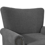 COZYMAN Modern Solid Wood Armchair Upholstered Fabric/Faux Leather Accent Chair for Living Room