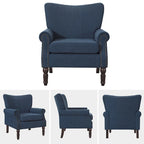 COZYMAN Modern Solid Wood Armchair Upholstered Fabric/Faux Leather Accent Chair for Living Room