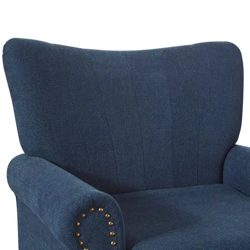COZYMAN Modern Solid Wood Armchair Upholstered Fabric/Faux Leather Accent Chair for Living Room