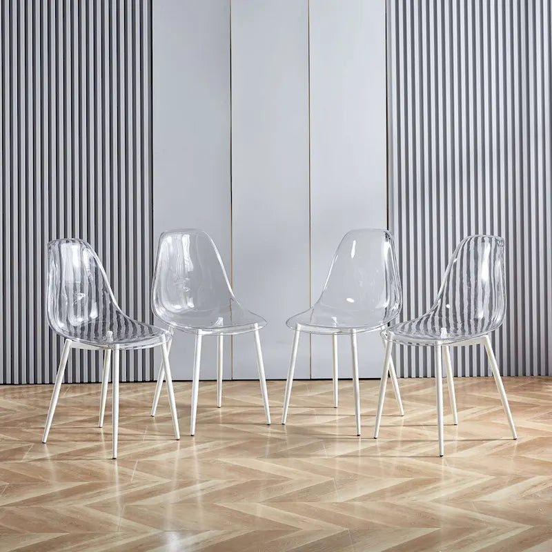 Esszimmerstuhl, 4er-Set, Metallbeine, Kunststoffsitz für das Wohnzimmer