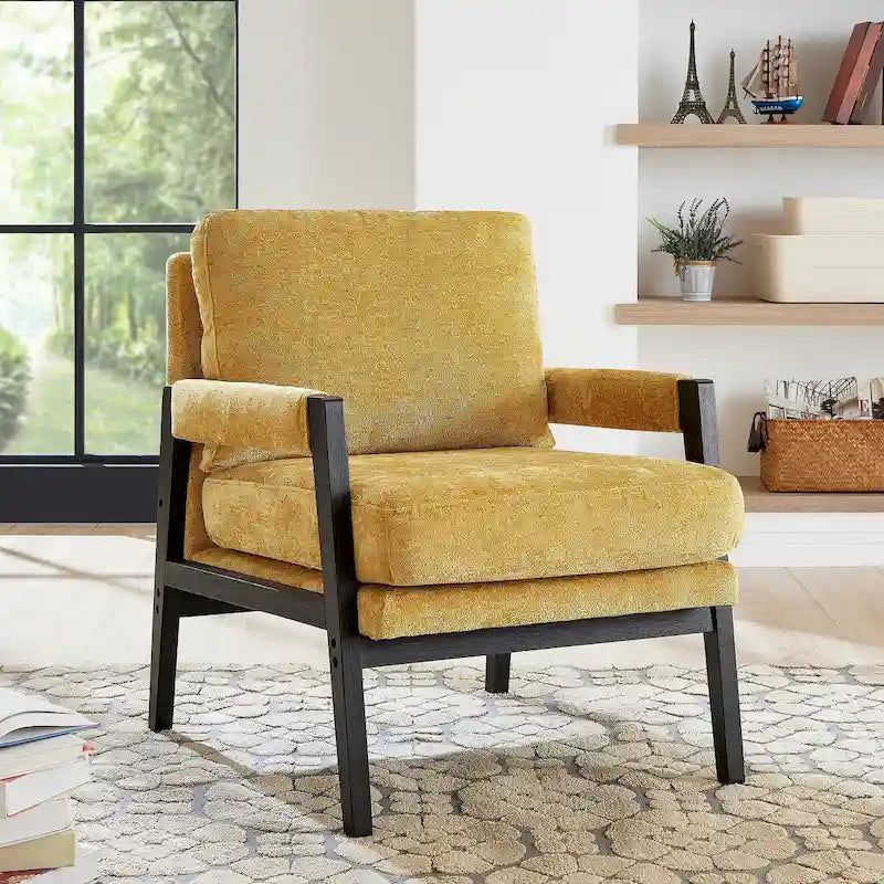 Roundhill Furniture Kelly Mid-Century-Modern-Akzentsessel aus Chenille mit Polsterung und Armlehnen