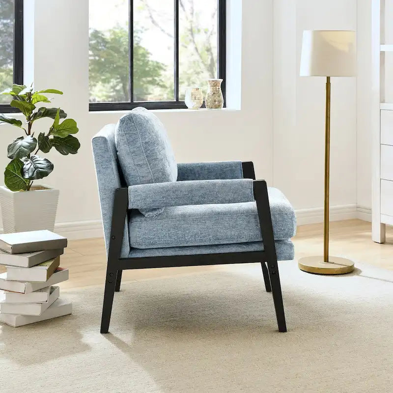 Roundhill Furniture Kelly Mid-Century-Modern-Akzentsessel aus Chenille mit Polsterung und Armlehnen