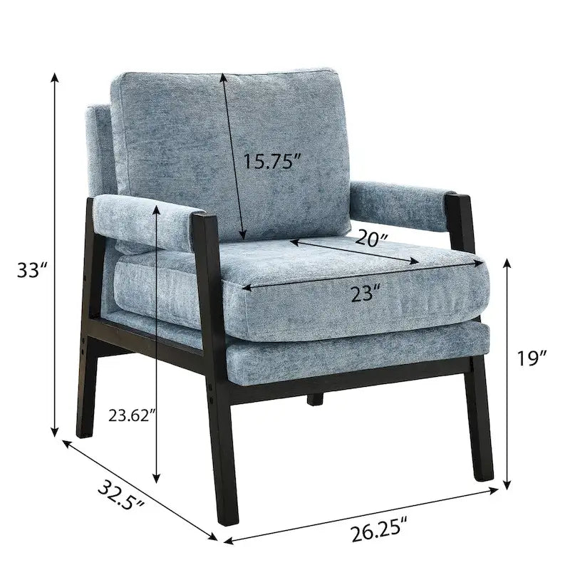 Roundhill Furniture Kelly Mid-Century-Modern-Akzentsessel aus Chenille mit Polsterung und Armlehnen