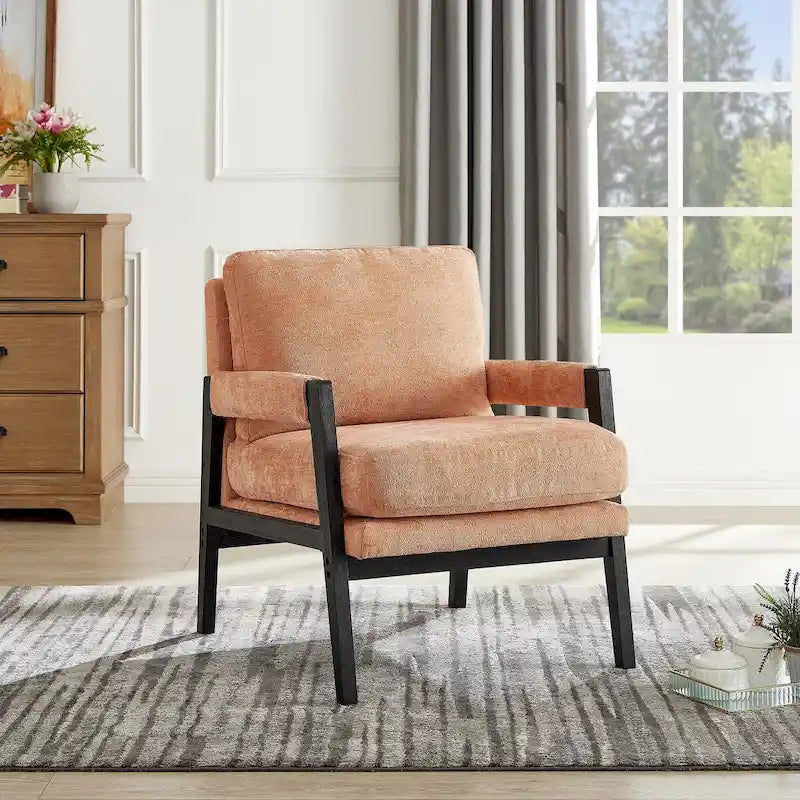 Roundhill Furniture Kelly Mid-Century-Modern-Akzentsessel aus Chenille mit Polsterung und Armlehnen