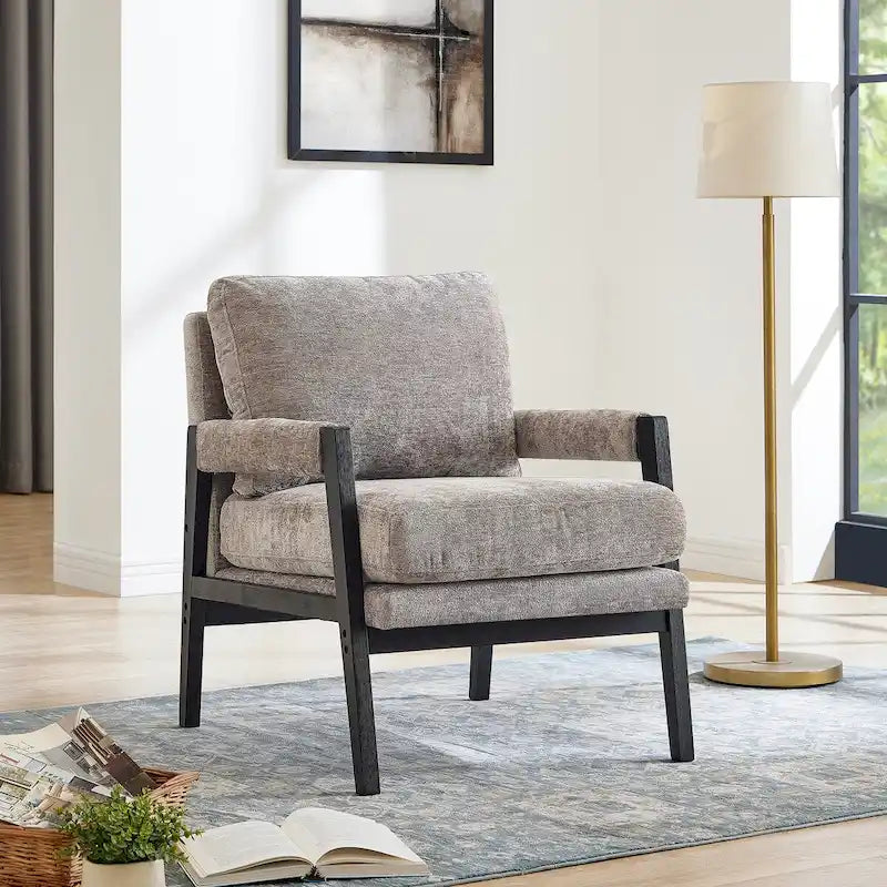 Roundhill Furniture Kelly Mid-Century-Modern-Akzentsessel aus Chenille mit Polsterung und Armlehnen