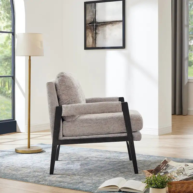 Roundhill Furniture Kelly Mid-Century-Modern-Akzentsessel aus Chenille mit Polsterung und Armlehnen