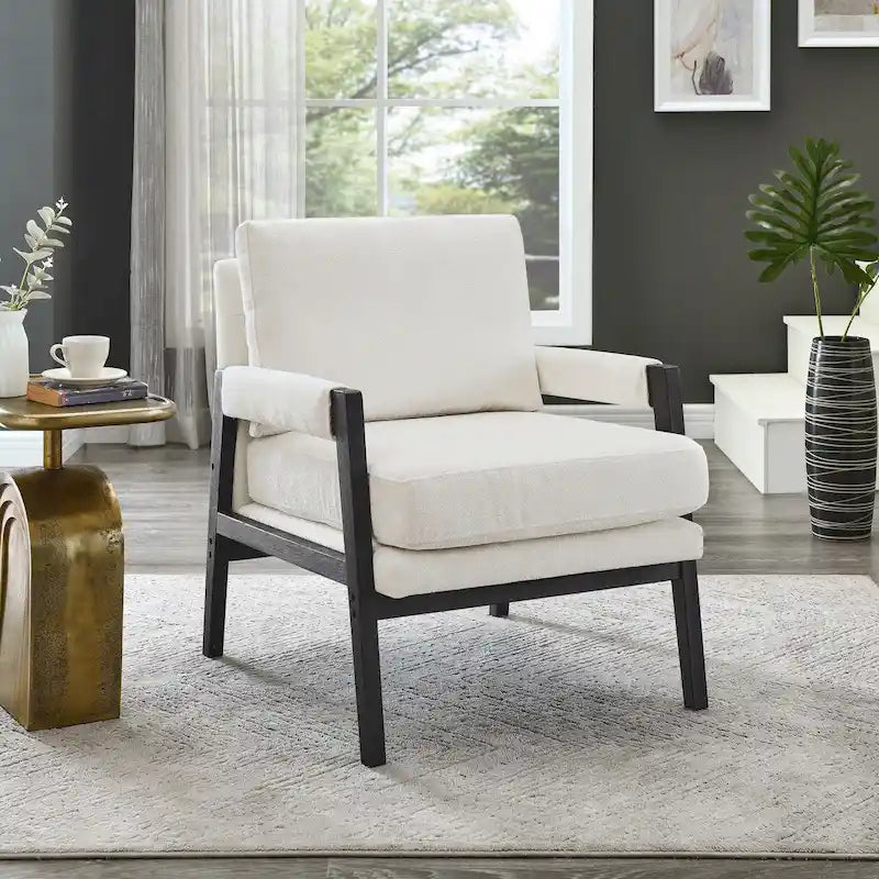 Roundhill Furniture Kelly Mid-Century-Modern-Akzentsessel aus Chenille mit Polsterung und Armlehnen
