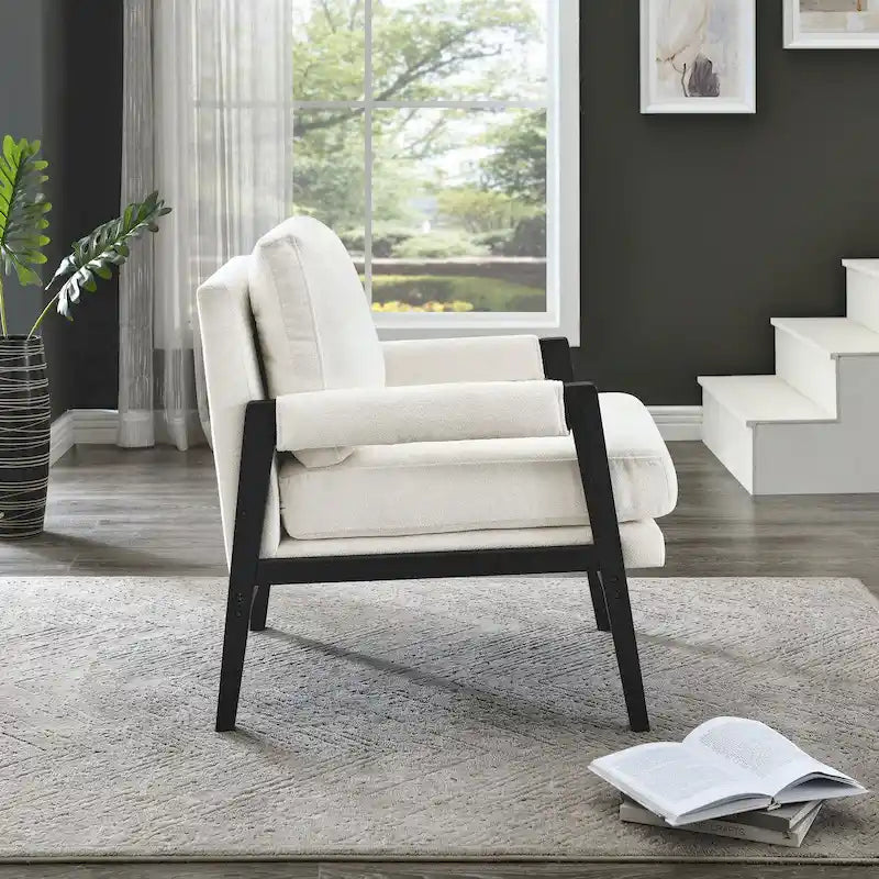 Roundhill Furniture Kelly Mid-Century-Modern-Akzentsessel aus Chenille mit Polsterung und Armlehnen