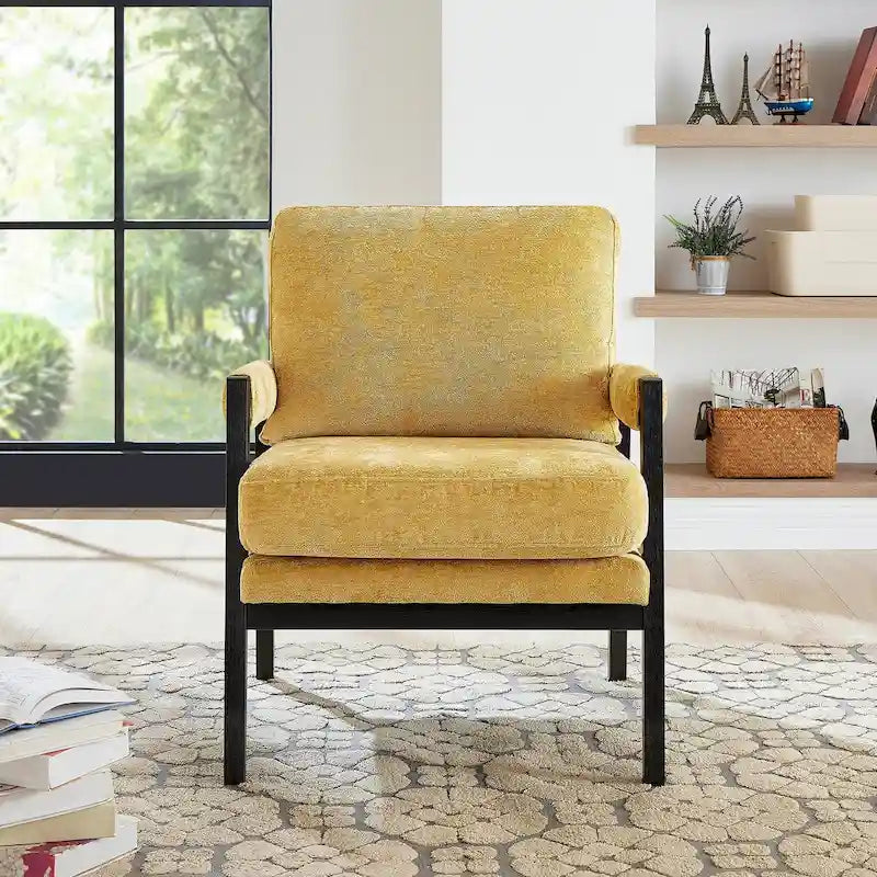 Roundhill Furniture Kelly Mid-Century-Modern-Akzentsessel aus Chenille mit Polsterung und Armlehnen