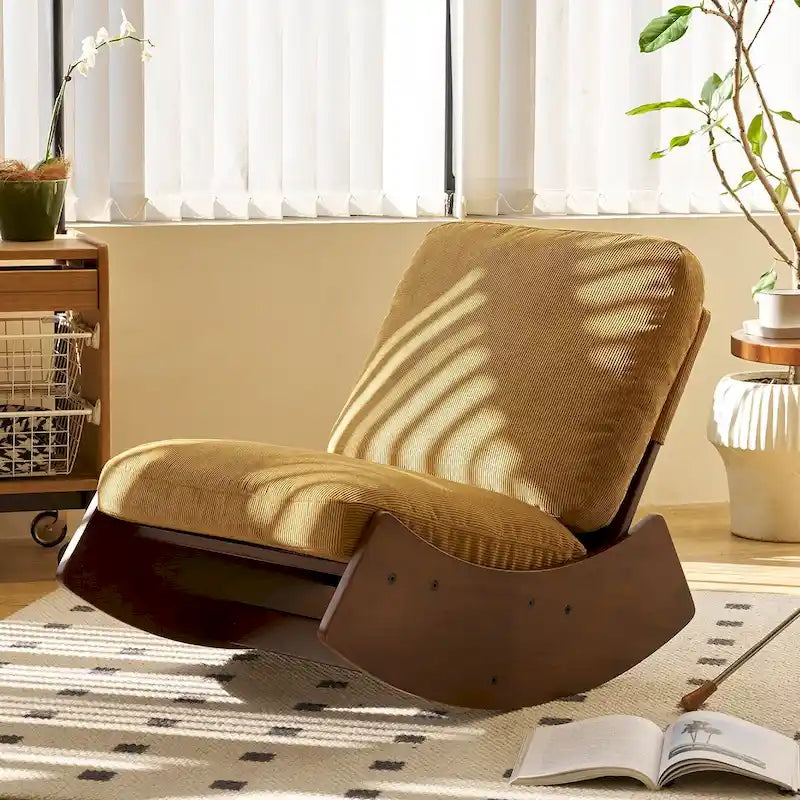Sillón mecedora decorativo moderno de pana, juego de 1