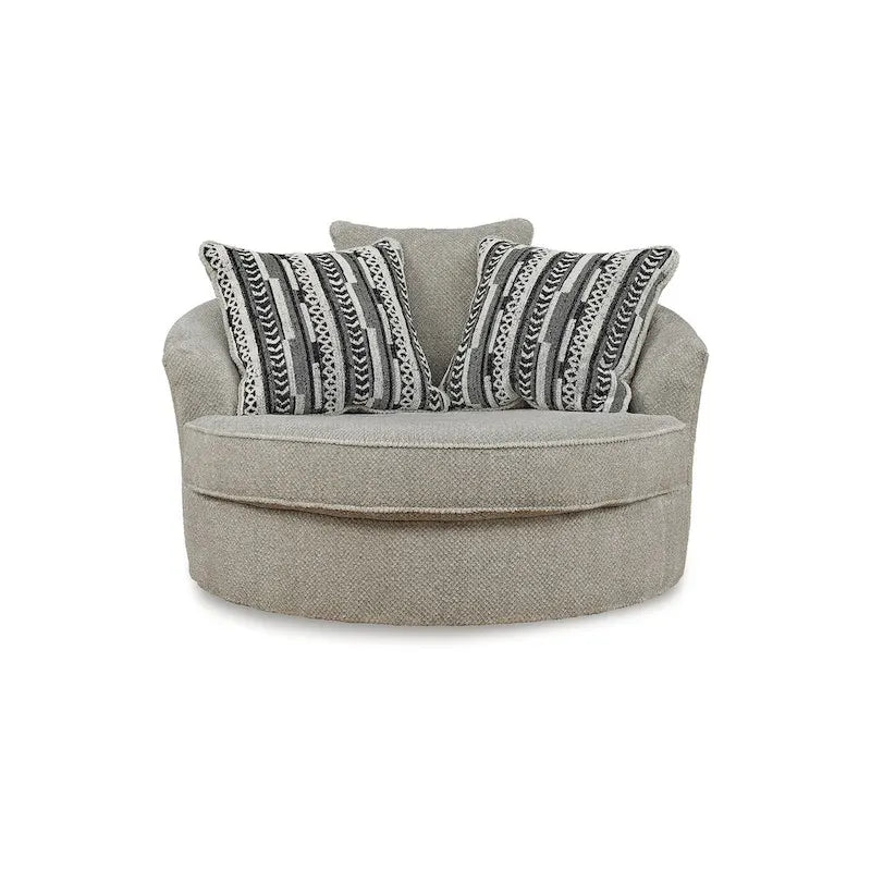 Signature Design by Ashley Calnita Kahverengi/Gri Büyük Boy Döner Vurgulu Sandalye - 56W x 55D x 36H