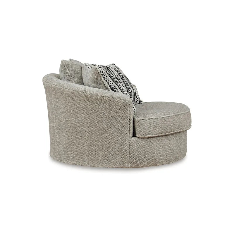 Signature Design by Ashley Calnita Kahverengi/Gri Büyük Boy Döner Vurgulu Sandalye - 56W x 55D x 36H