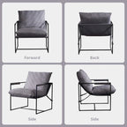 Linen Sling Chair Indoor Modern Accent Chair with Two Removable Soft Cushion Industrial Style Chair with Metal Frame Comfy Chair