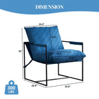 Linen Sling Chair Indoor Modern Accent Chair with Two Removable Soft Cushion Industrial Style Chair with Metal Frame Comfy Chair