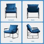 Linen Sling Chair Indoor Modern Accent Chair with Two Removable Soft Cushion Industrial Style Chair with Metal Frame Comfy Chair