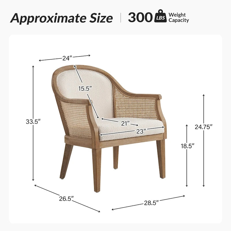 Danilo Farmhouse Rattan Solid Wood Armchair with Solid Wood Legs by HULALA HOME