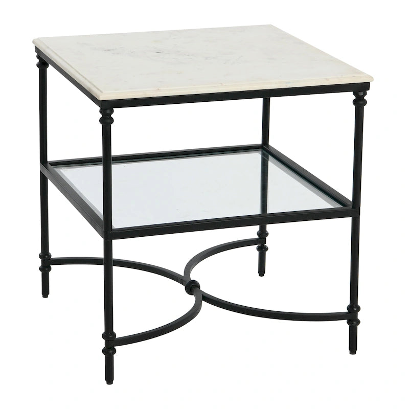 Marble and Metal End Table