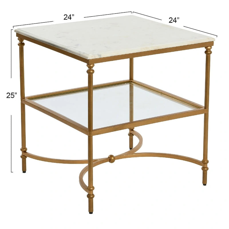 Marble and Metal End Table
