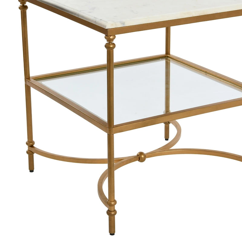 Marble and Metal End Table