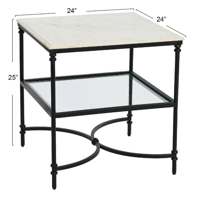 Marble and Metal End Table