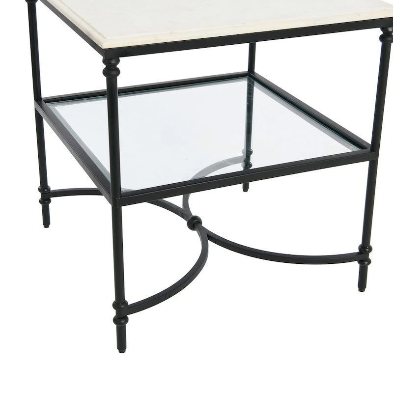 Marble and Metal End Table