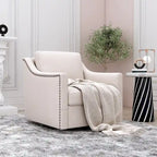 360 Degree Swivel Armchair Cotton Linen Skin-friendly Fabric Ergonomic Design