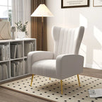 Velvet Stripe Wingback Accent Chair with Metal Legs for Living Room